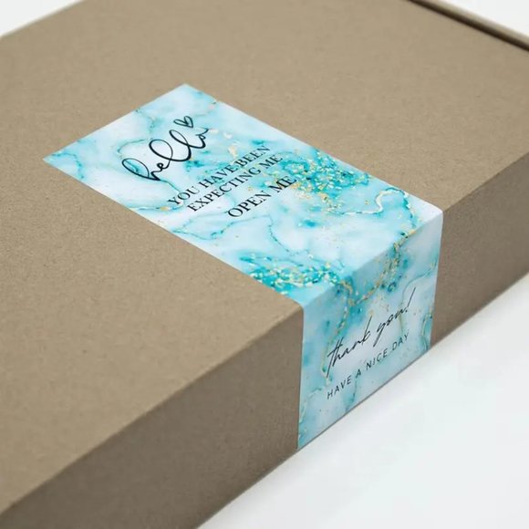 NEW 50 Stickers Hello You Have Been Expecting Me Thank you Stickers, Blue Marble - Picture 2 of 2